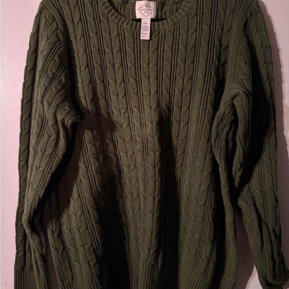 St. John's Bay Olive Cable Knit Crewneck Sweater